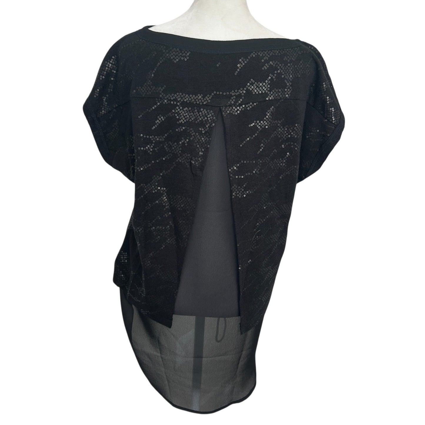 W by Worth Black Sleeveless Sequined Sweater Tunic Top Classic Womens Size Small