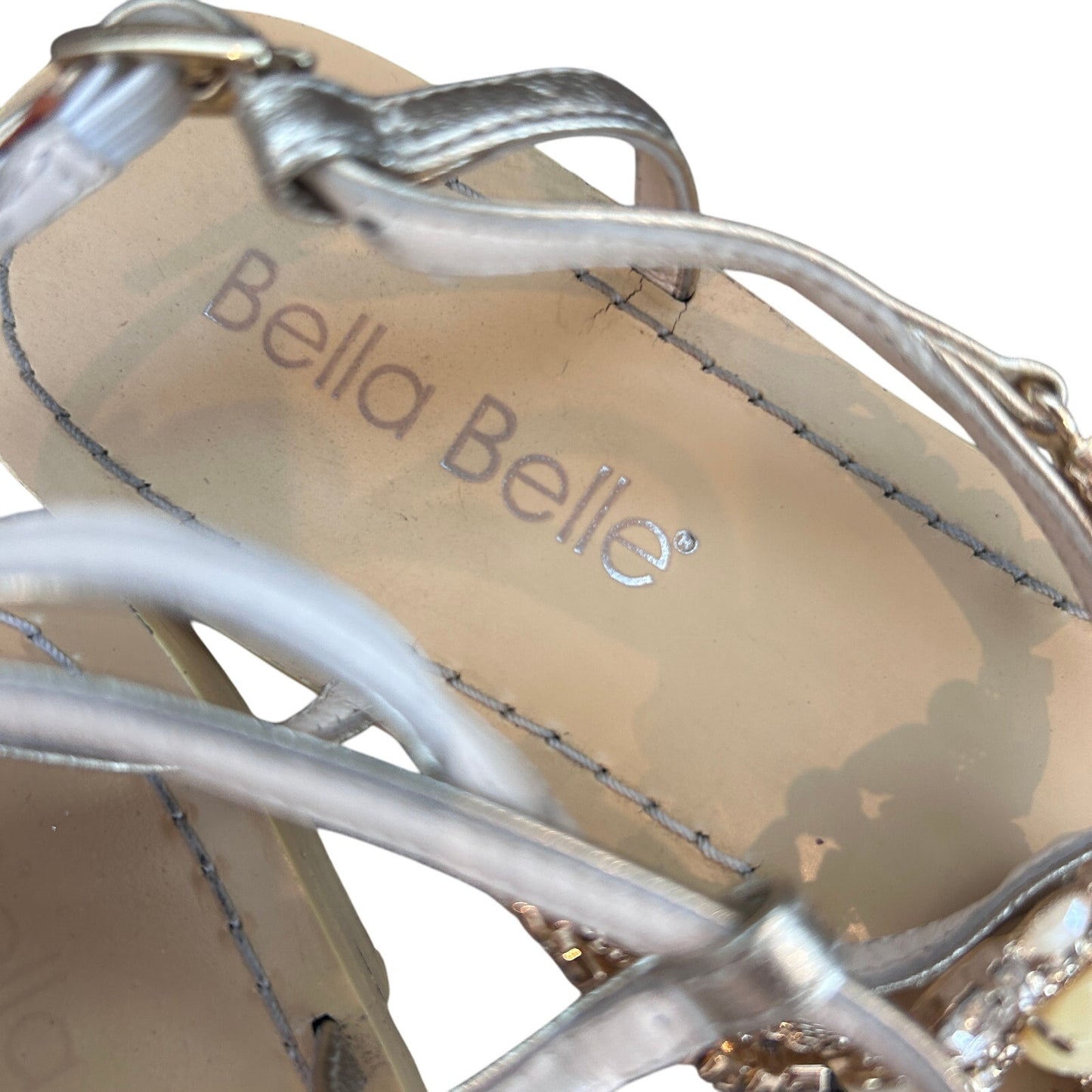 Bella Belle Tulum Gold Strappy Embellished Sandal Bridal Womens Size 8