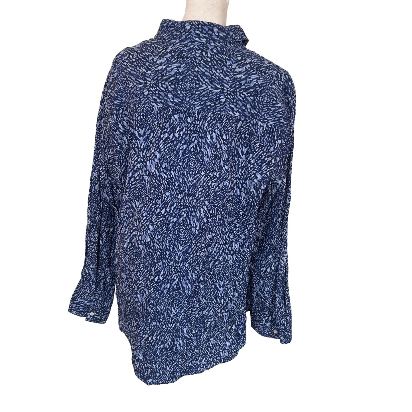 J. McLaughlin Blue and White Button Down Top Womens Size XL