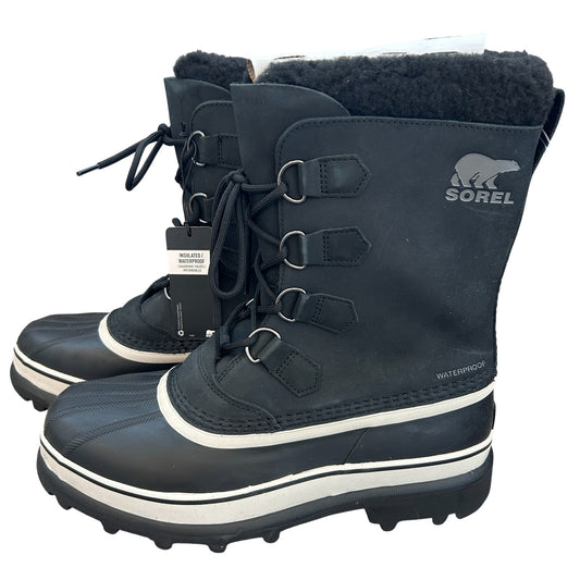 Sorel Caribou Black, Dark Stone Waterproof Insulated Boot Men's Size 10 NEW