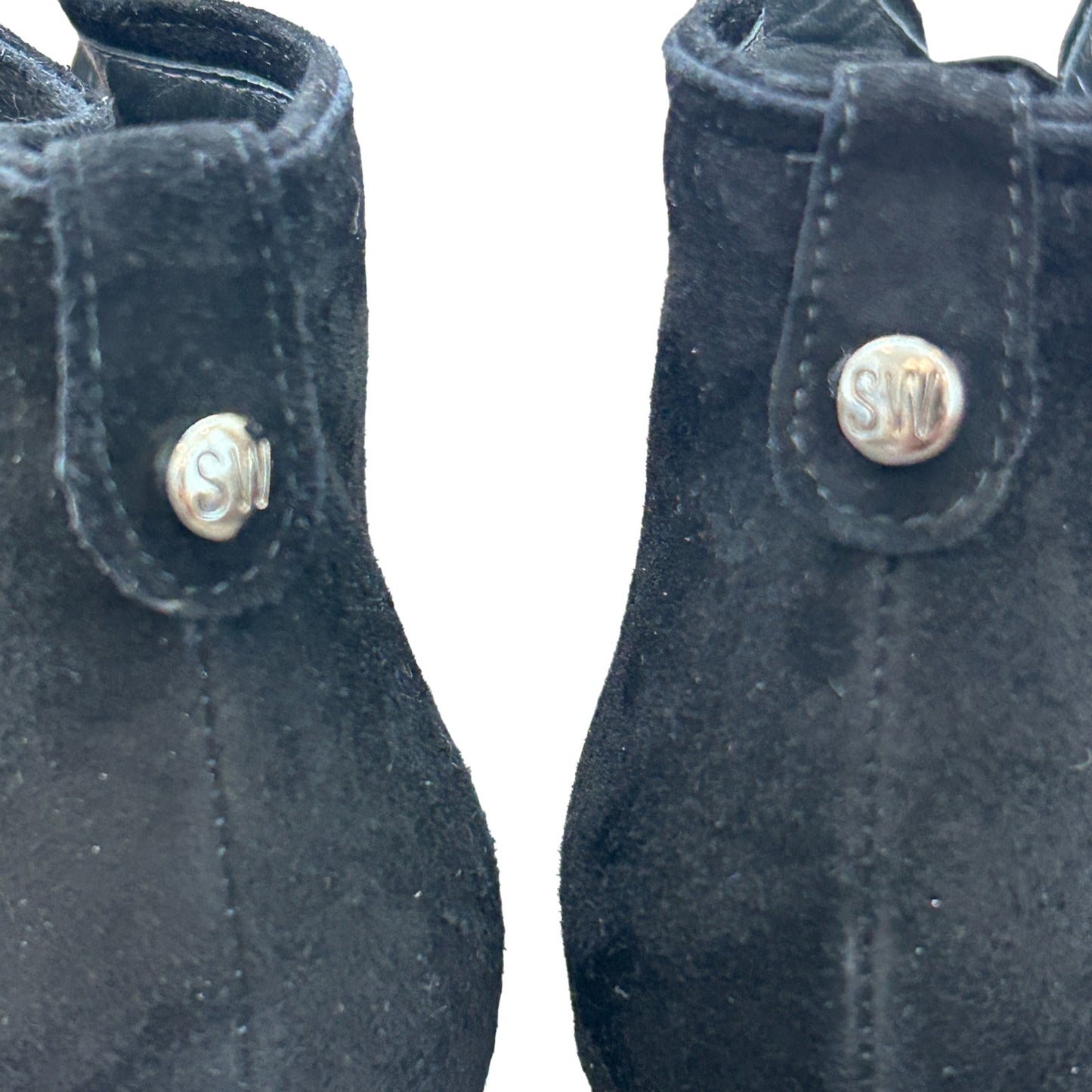 Stuart Weitzman Centrum Black Suede Heeled Ankle Boot Womens Size 7.5