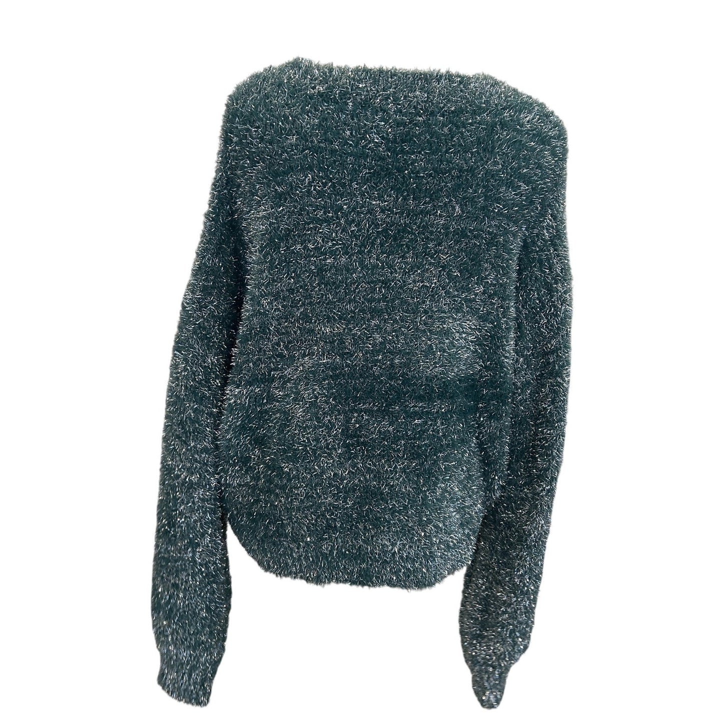 Maeve Anthropologie Green and Silver Balloon Sleeve Sweater Womens Size Large