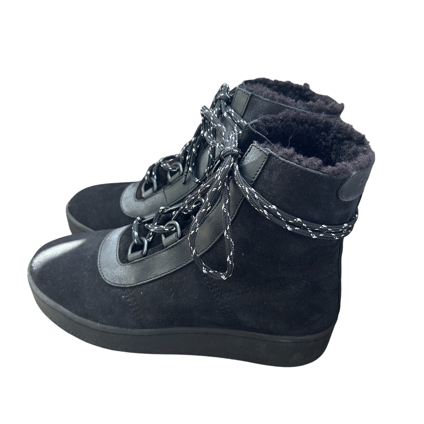 Rag & Bone Black Oslo Lace up Shearling Lined Suede Boots Womens Size 38 US 8