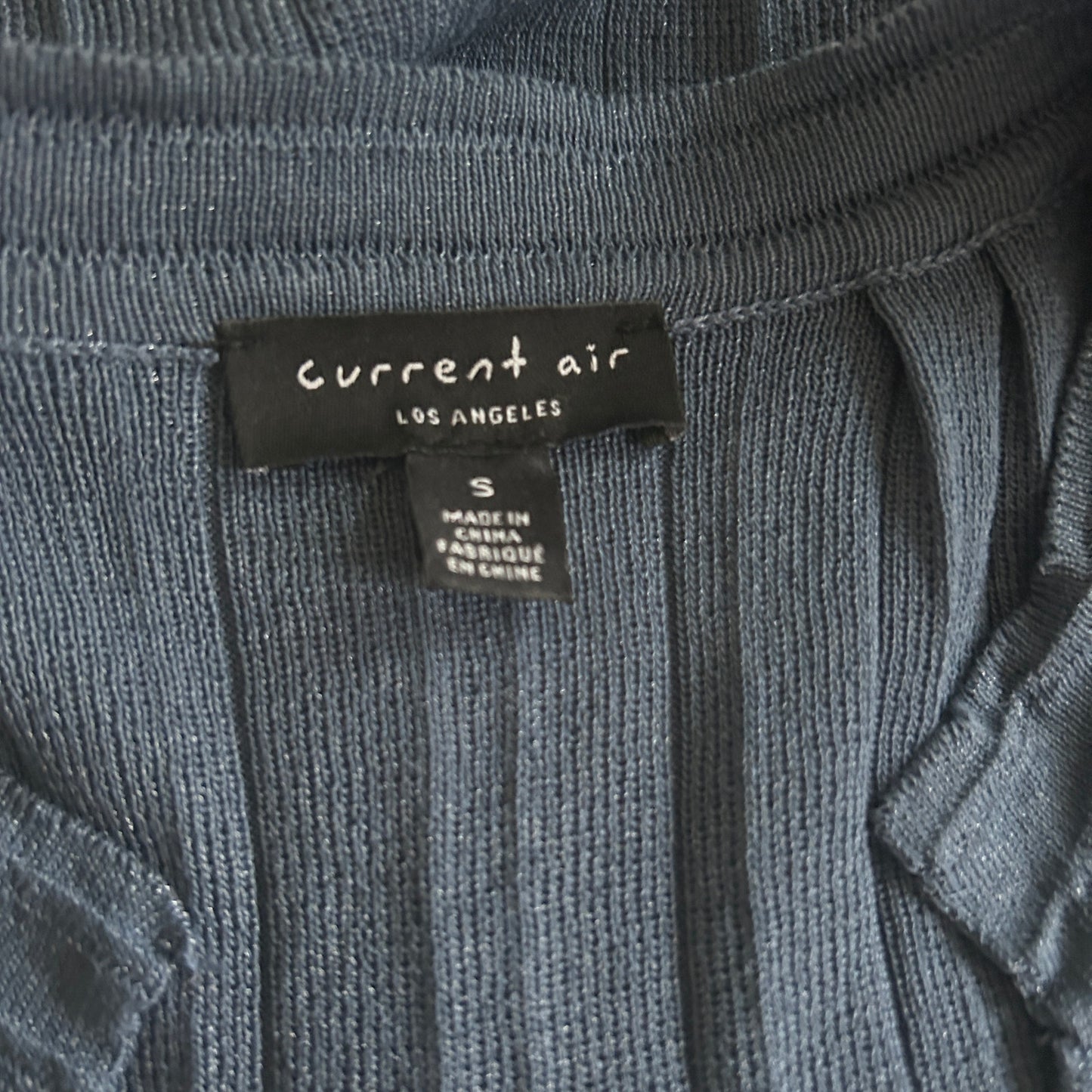 Anthropologie Current Air Slate Blue Sleeveless V-Neck Boxy Sweater Size Small