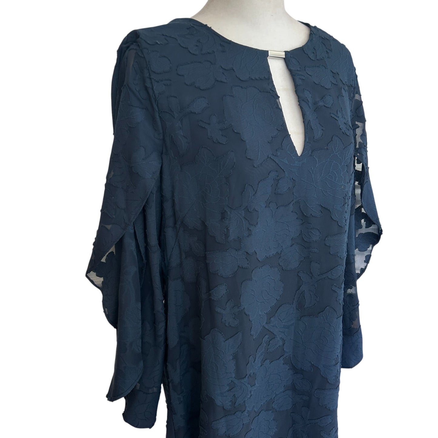 Kensie Dresses Navy Blue Lacy Floral Classic Shift Dress Womens Size 10