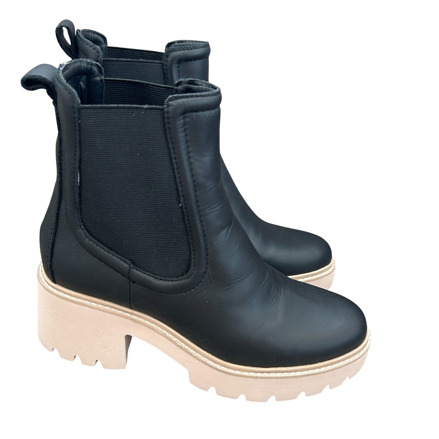 Dolce Vita Black Leather Chelsea Lug Sole Boot Womens Size 8