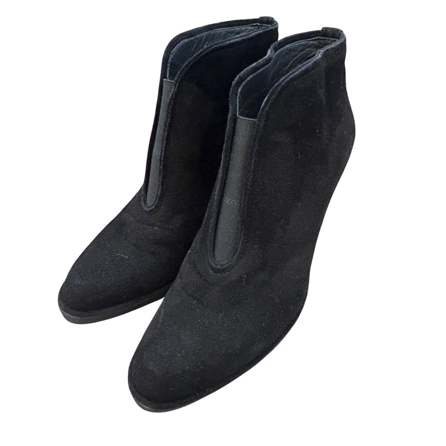 Stuart Weitzman Centrum Black Suede Heeled Ankle Boot Womens Size 7.5