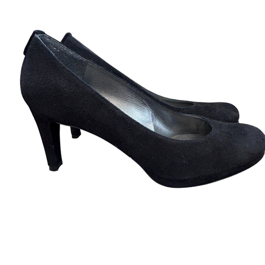 Stuart Weitzman Ponder Black Suede Pump Heel Womens Size 8
