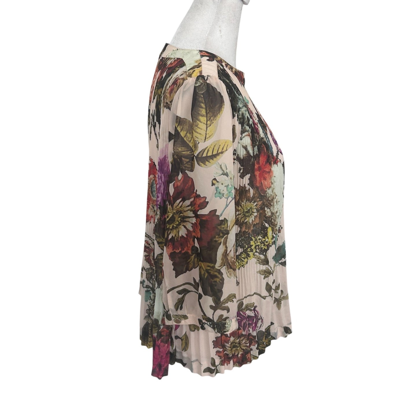 Ted Baker London Floral Pleated Short Sleeve Flowy Blouse Womens Size 2