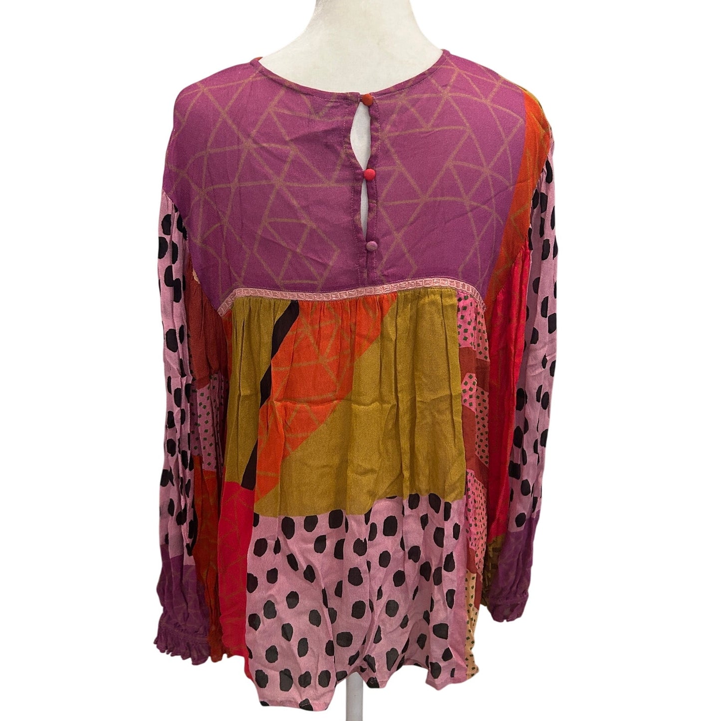 Anthropologie Bl^nk Bl-nk Miranda Boho Peasant Blouse Womens Size Large Petite