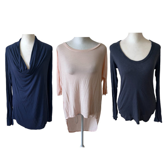 LOT 3 Michael Stars Navy Blue and Pink Knit Tops One Size