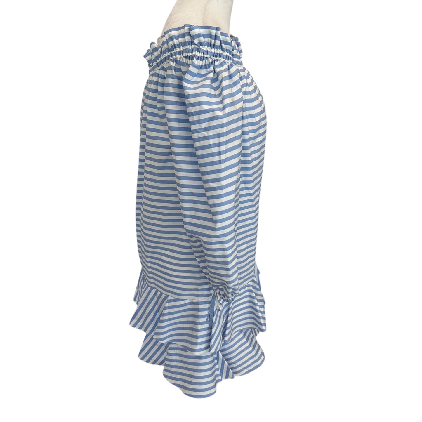 Danielle Fichera Blue and White Striped Ruffled Mini Dress Womens Size Small