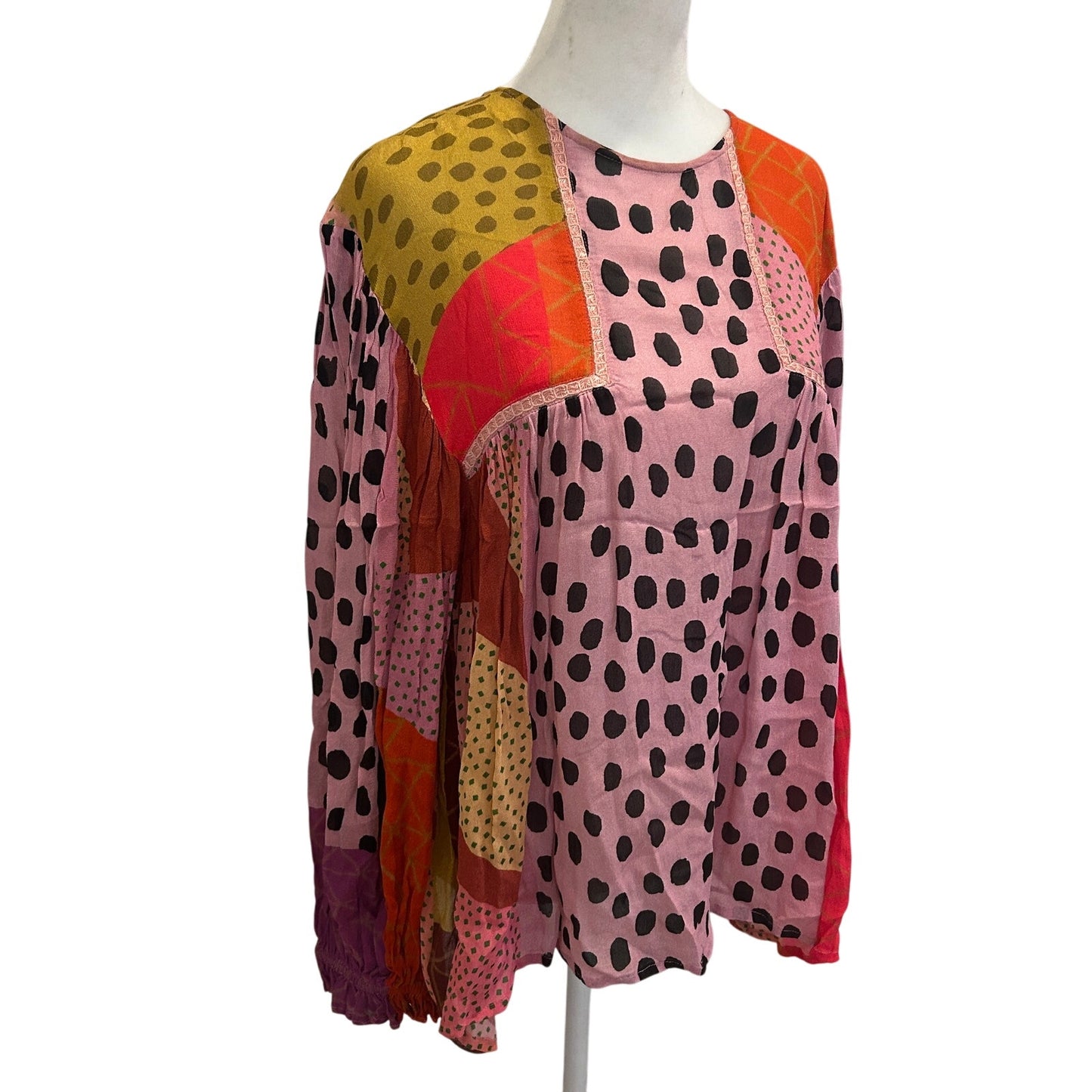 Anthropologie Bl^nk Bl-nk Miranda Boho Peasant Blouse Womens Size Large Petite