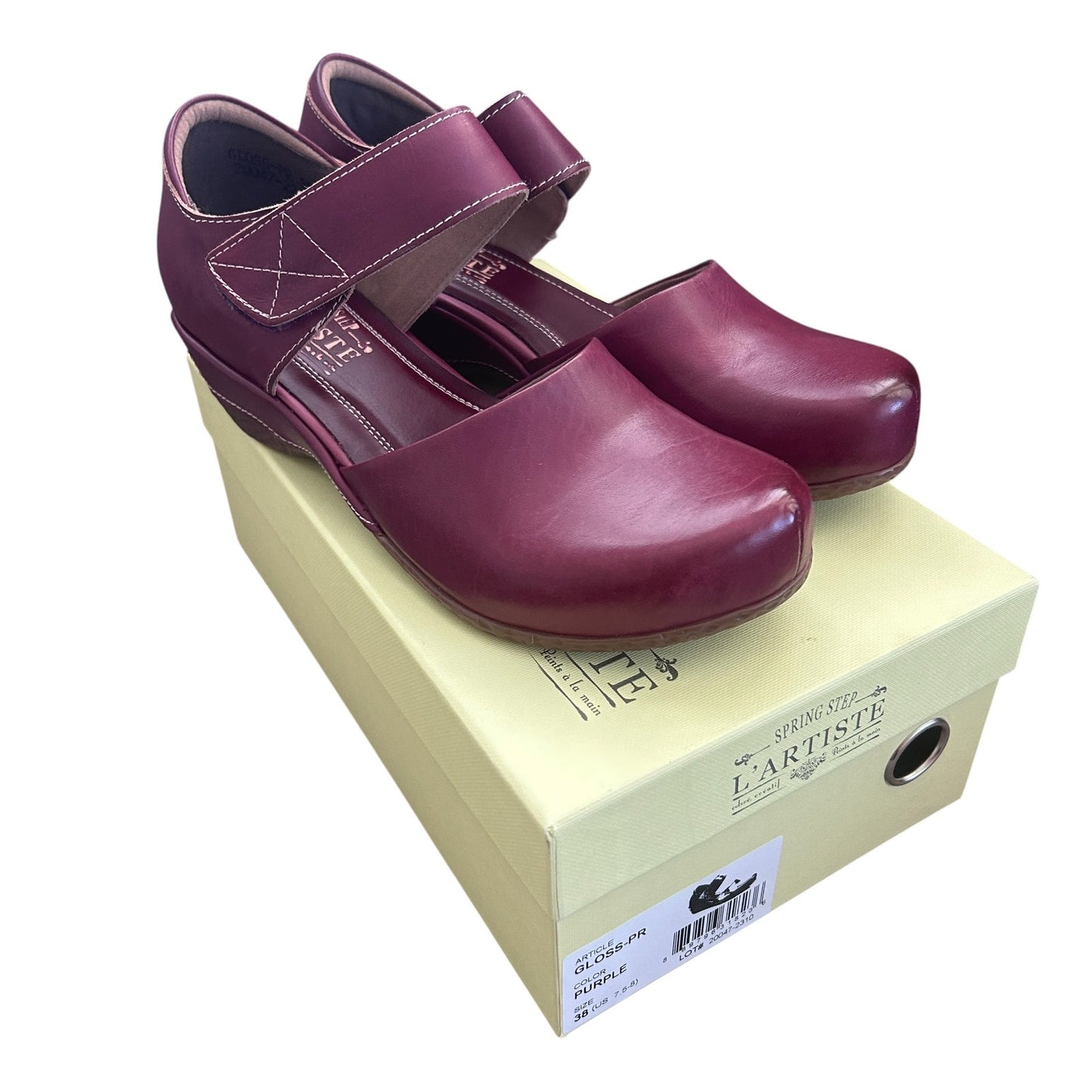 L'Artiste Spring Step Mary Jane Gloss Shoes Wine Purple Womens Size 38 / 7.5 NEW