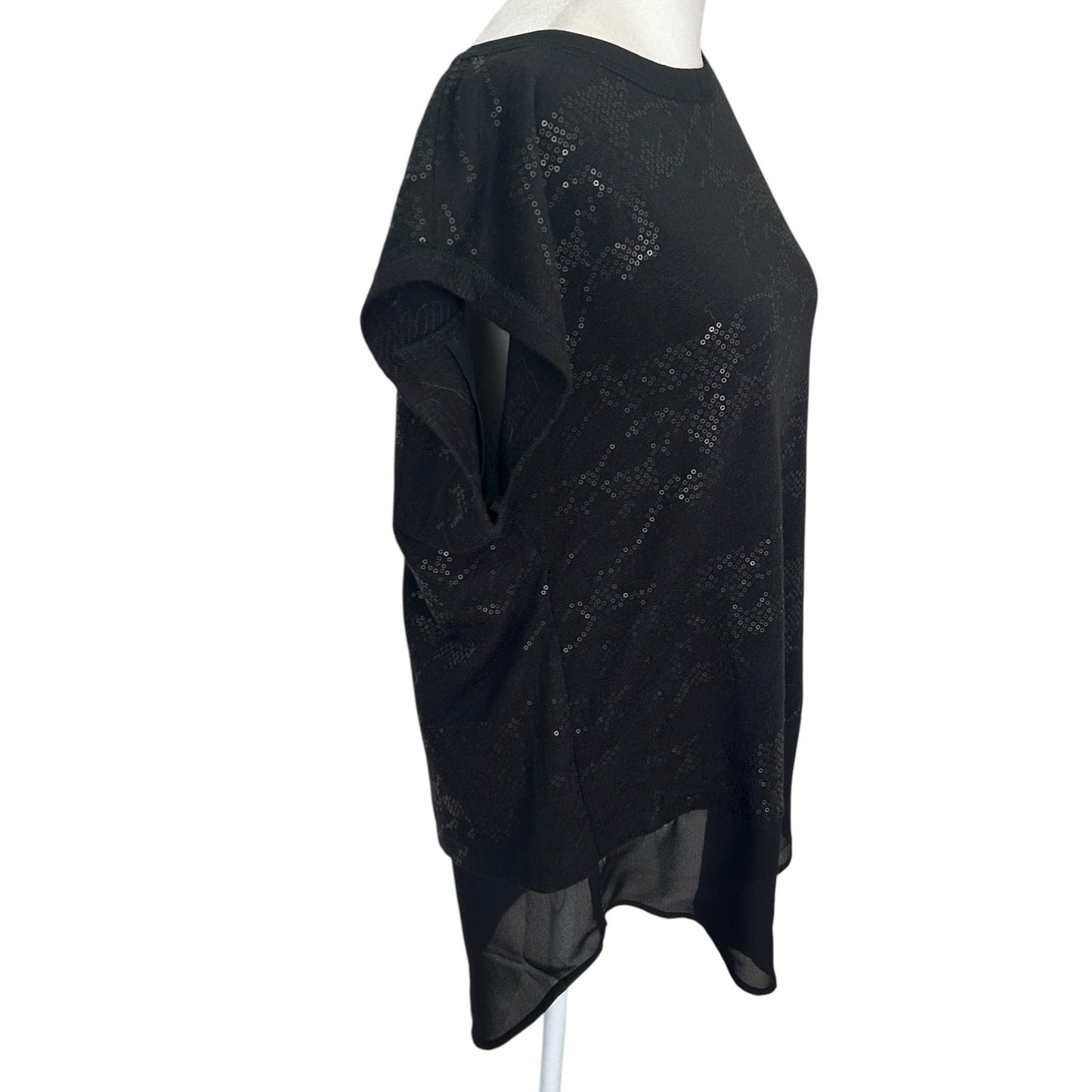W by Worth Black Sleeveless Sequined Sweater Tunic Top Classic Womens Size Small