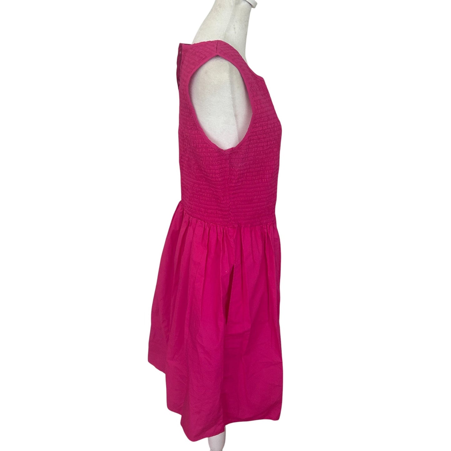 French Connection Pink Rhodes Sleeveless Poplin Smocked Dress Womens Size 12