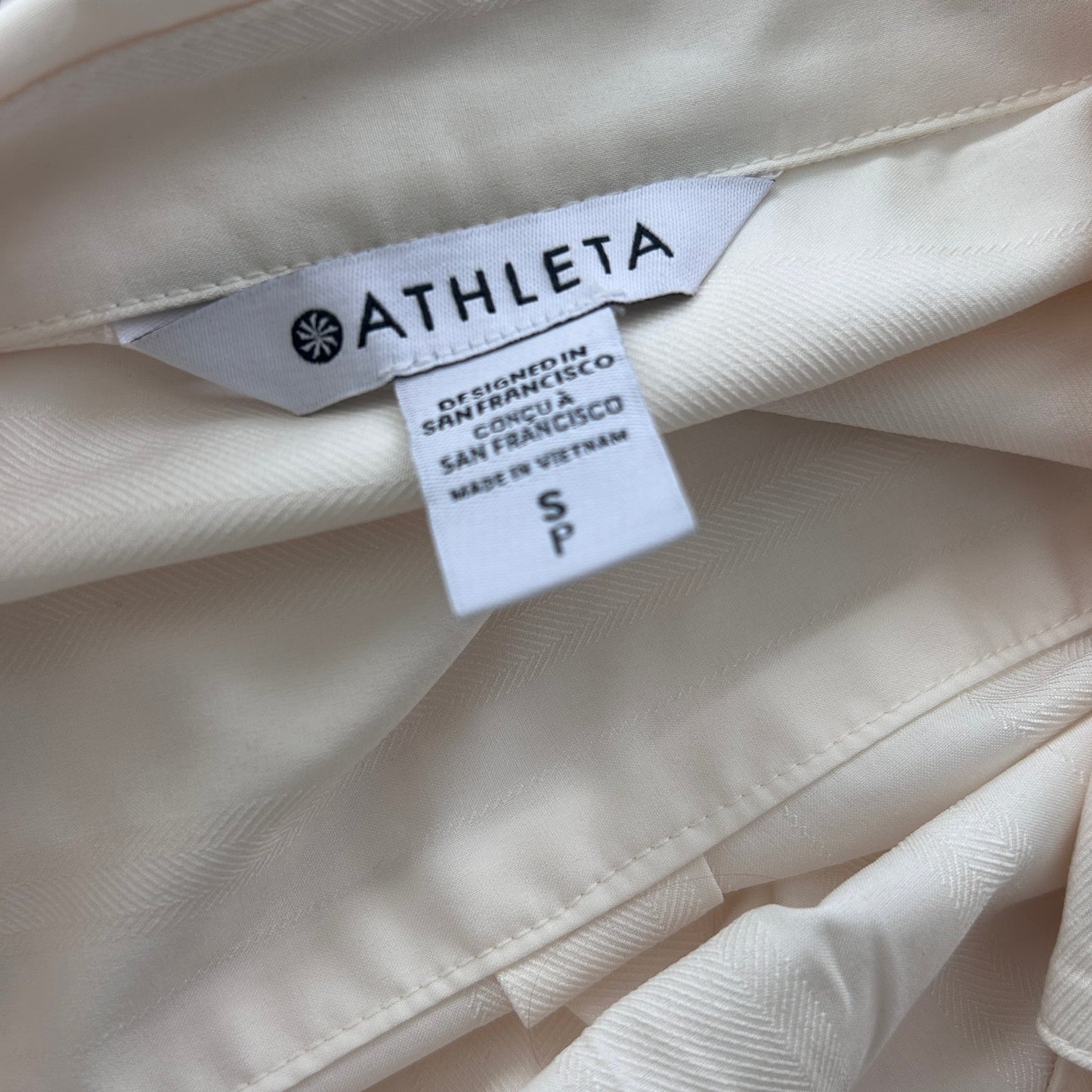 Athleta Urbanite Textured Top Long Sleeve Ivory Womens Size Small NEW
