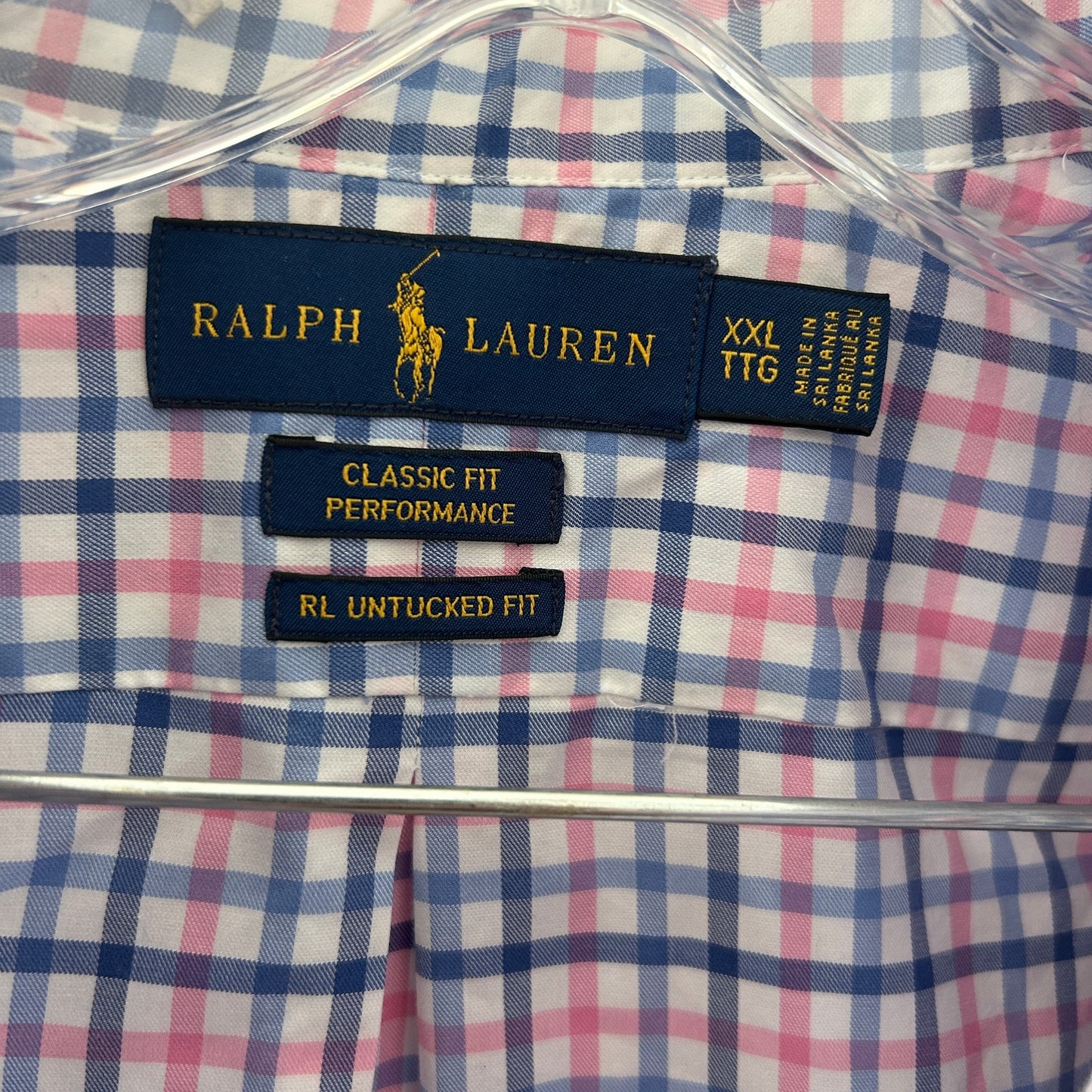 Ralph Lauren Blue, Pink, White Classic Fit Performance Button Down Mens Size XXL