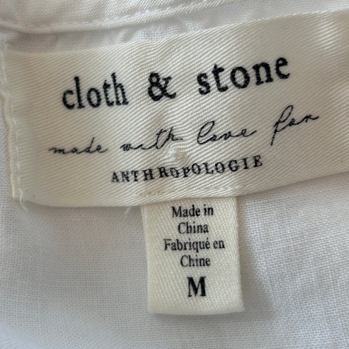 Cloth & Stone Anthro White Flutter Sleeve V-Neck Blouse Womens Size Medium