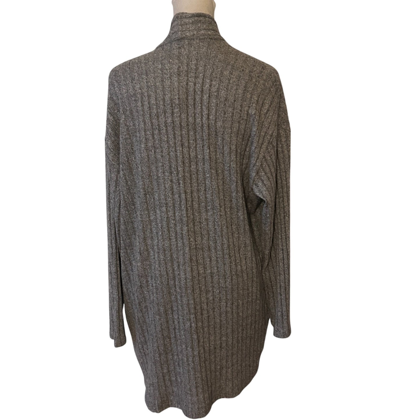 Anthropologie Eri + Ali Gray Ribbed Long Cardigan Sweater NEW Womens Size Small