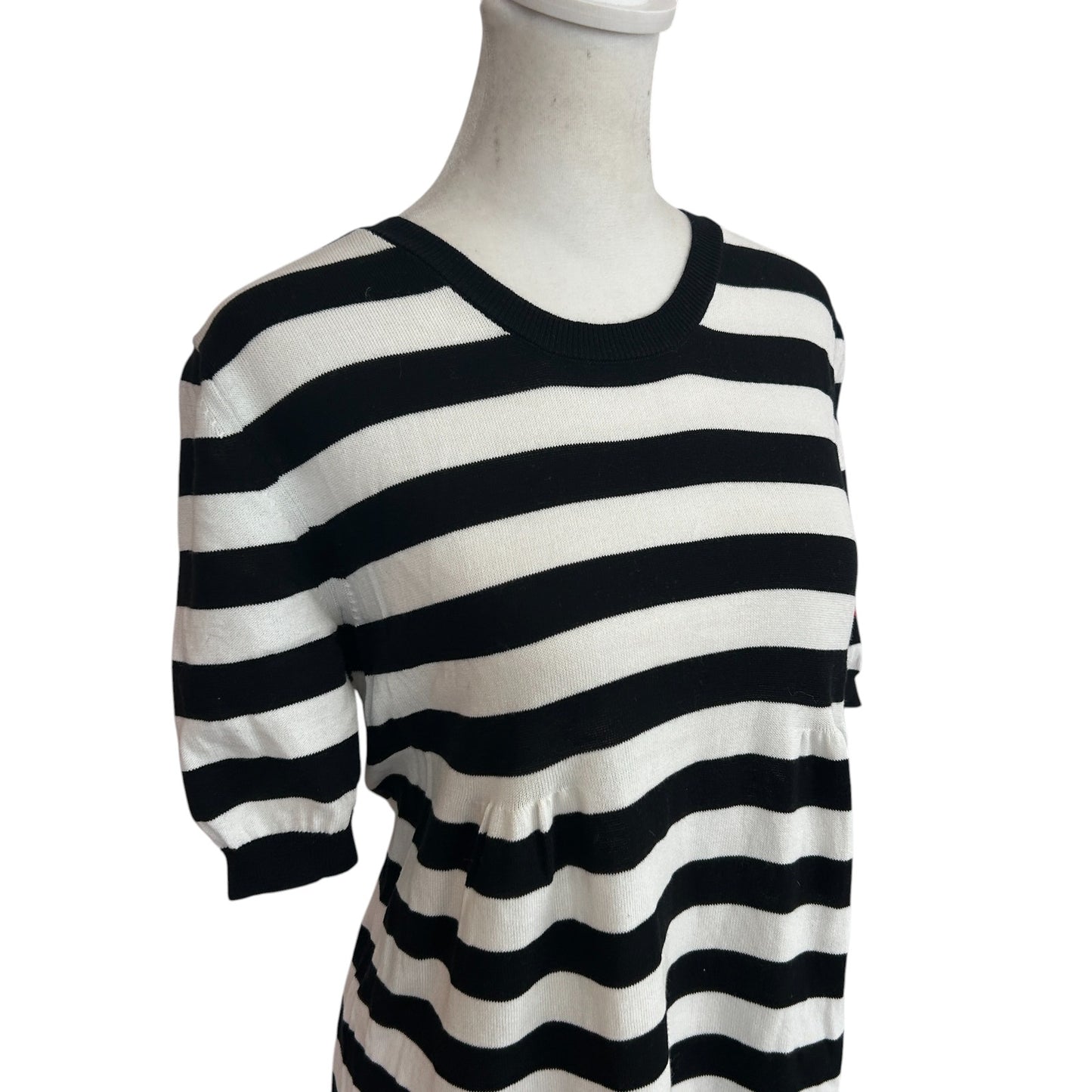 Love Moschino Black and White Striped Sweater Dress Red Heart Womens Size Medium