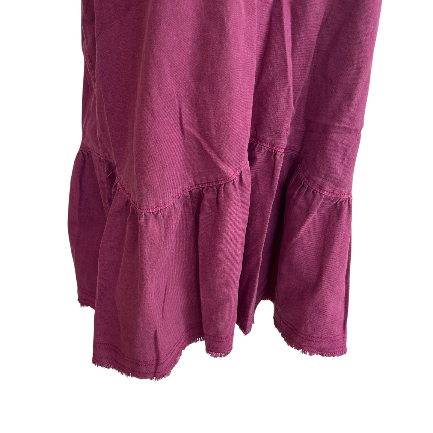 Anthropologie Pilcro Burgundy Flounced Tunic Dress Fringe Womens Size Medium