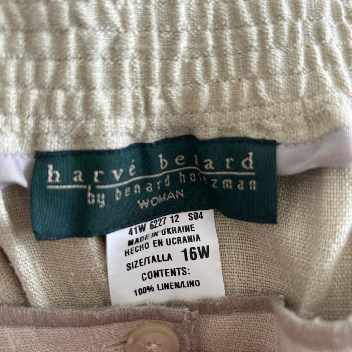 Harve Bernard Vintage Tan Linen Trousers Pants Womens Size 16 W NEW