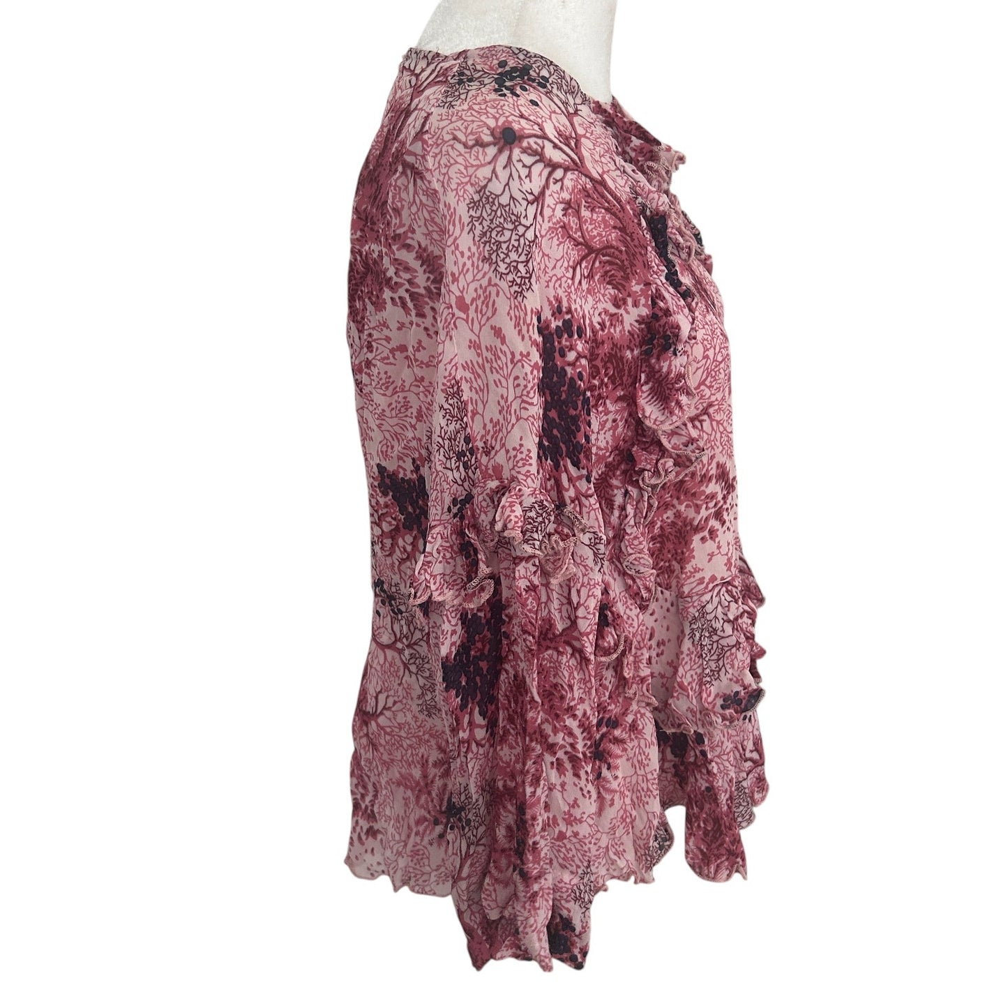 Ottod'ame Pink Floral Ruffled Top Blouse Made in Italy Womens Size 4