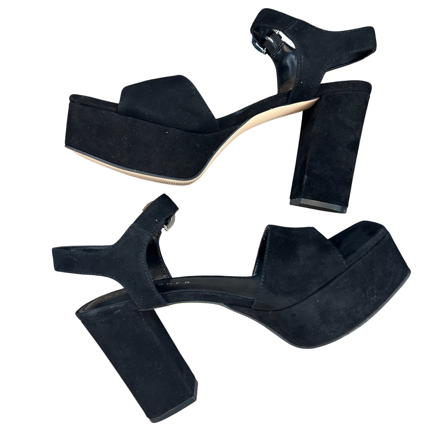 Marc Fisher Cinthia Black Suede Platform Sandal Womens Size 8 NEW