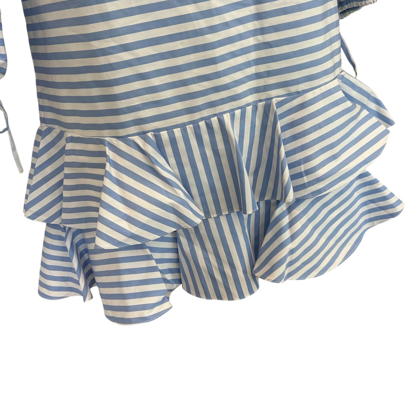Danielle Fichera Blue and White Striped Ruffled Mini Dress Womens Size Small