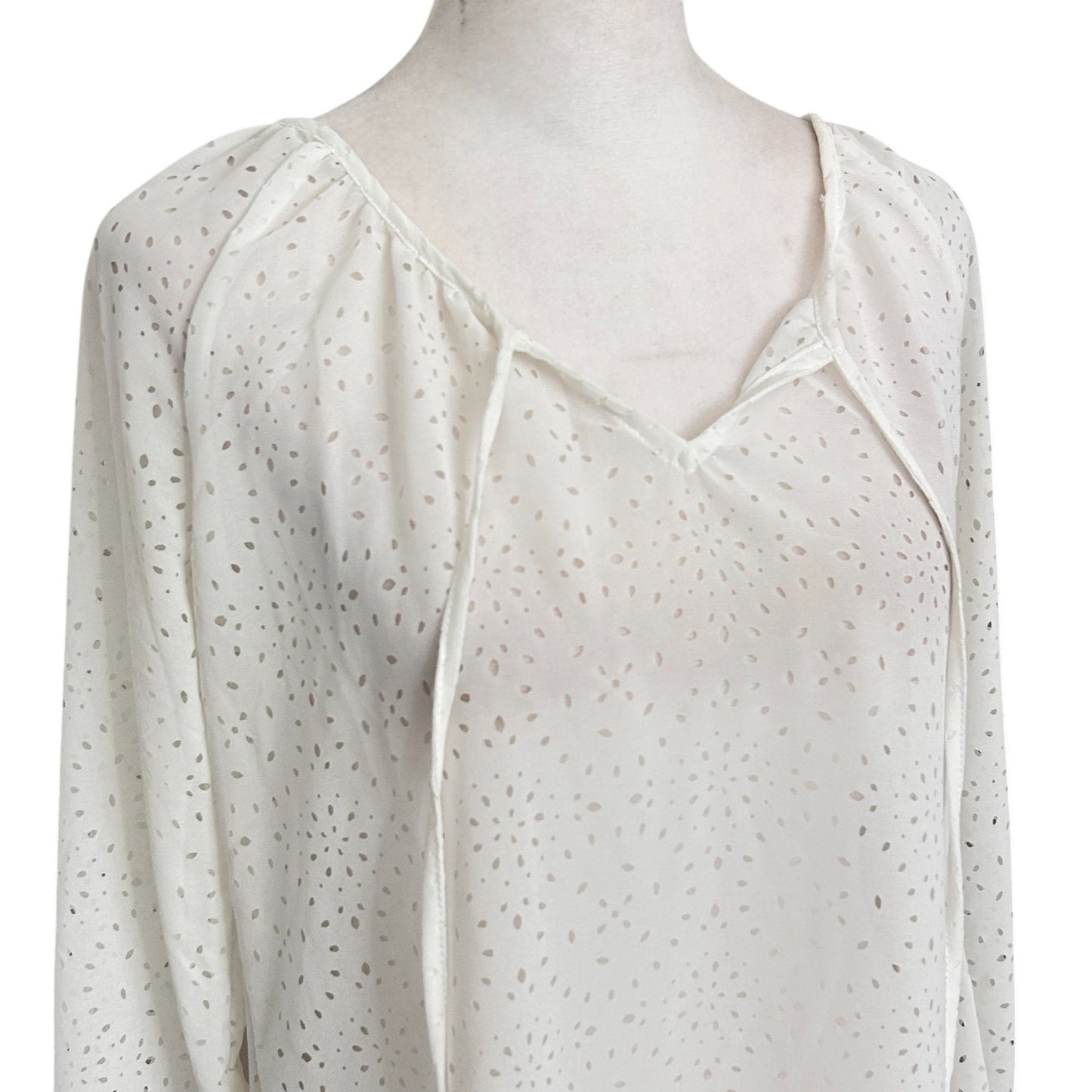 Dylan White Boho Cut-Out Blouse Top Womens Size Small
