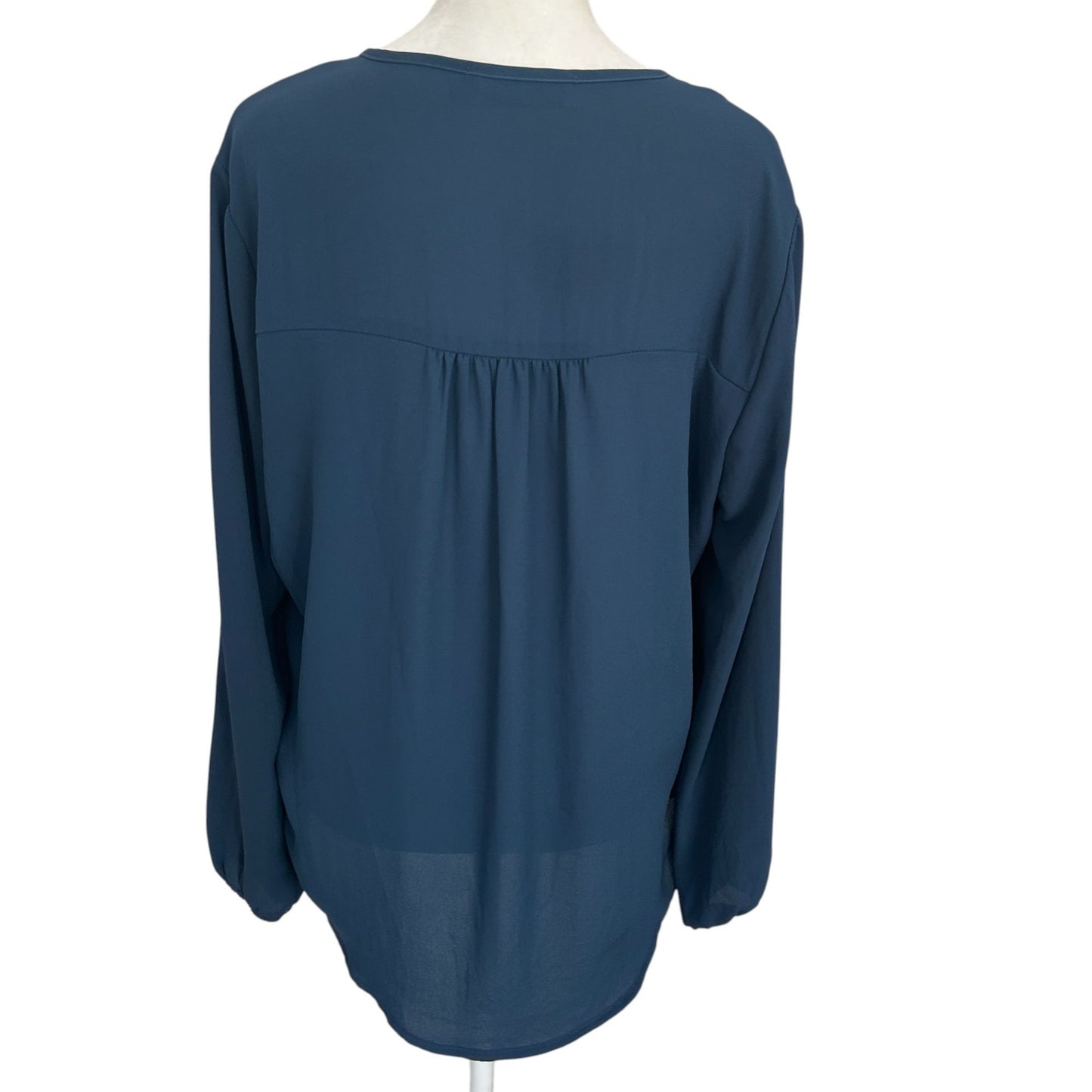 Veronica M. Dark Blue V-Neck Tunic Top Blouse Womens Size Small