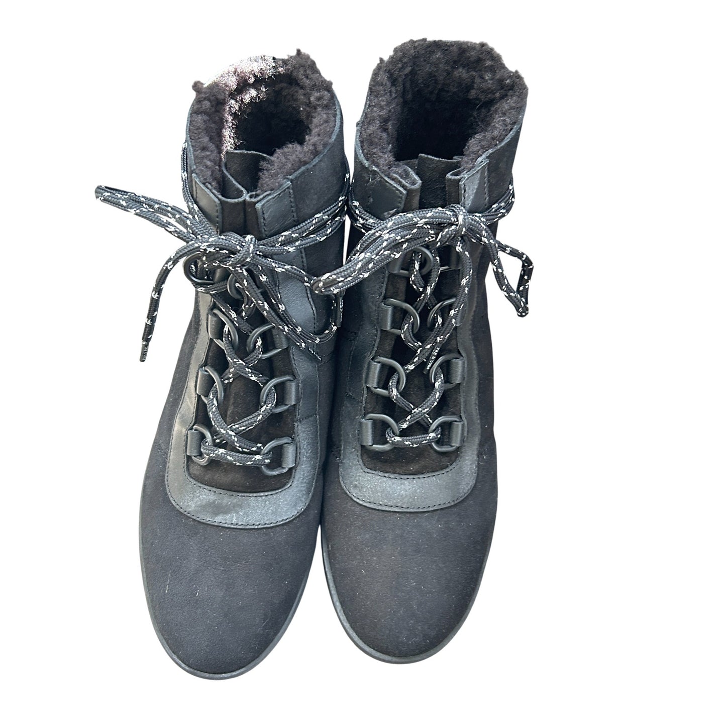 Rag & Bone Black Oslo Lace up Shearling Lined Suede Boots Womens Size 38 US 8