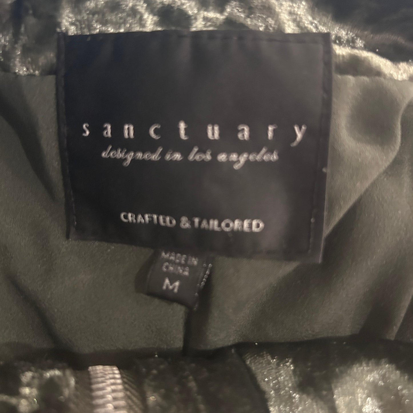 Anthropologie Sanctuary Dark Green Velvet Full Zip Coat Womens Size Medium