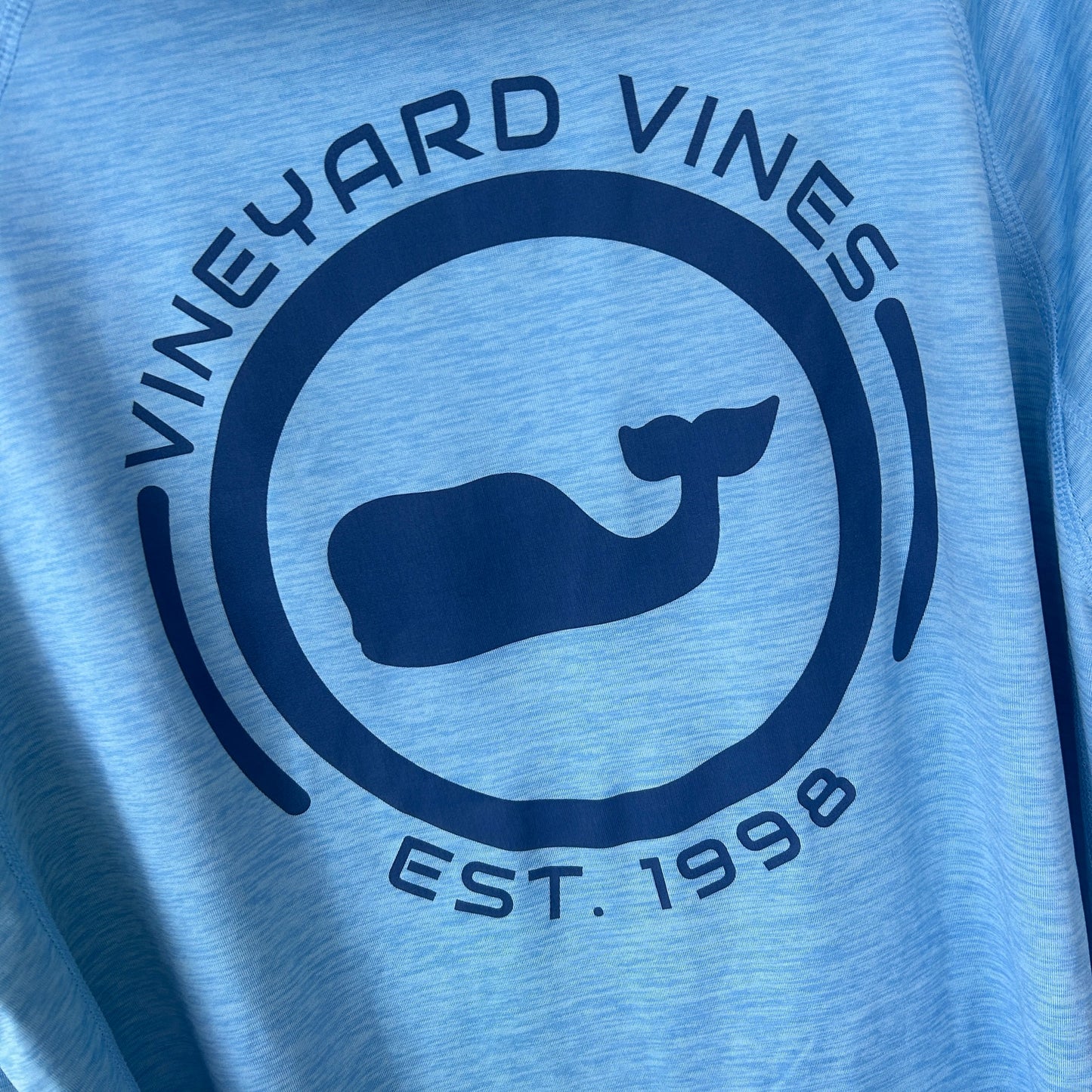 Vineyard Vines Performance Ocean Blue Long Sleeve Hooded Tee Mens Size Large