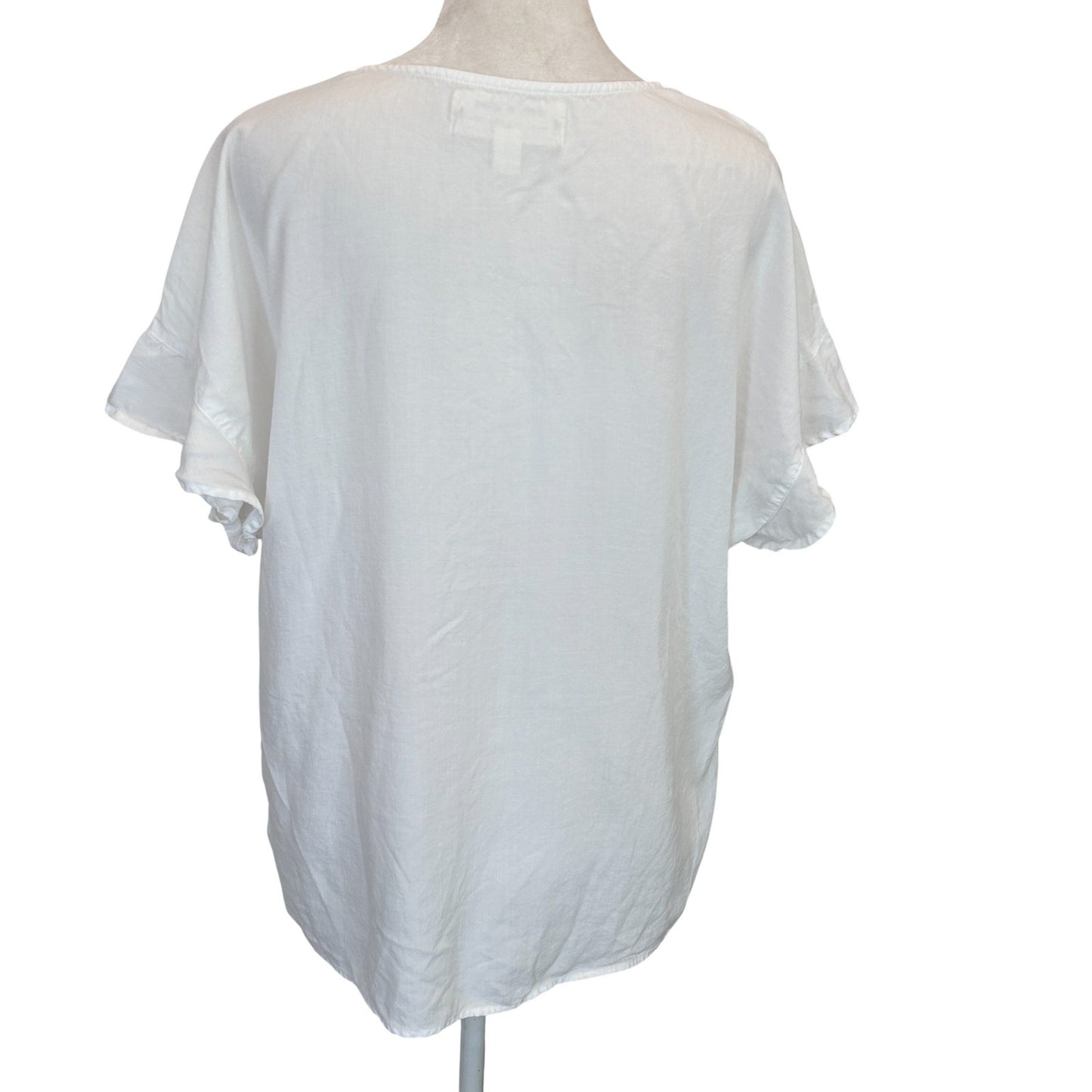 Cloth & Stone Anthro White Flutter Sleeve V-Neck Blouse Womens Size Medium