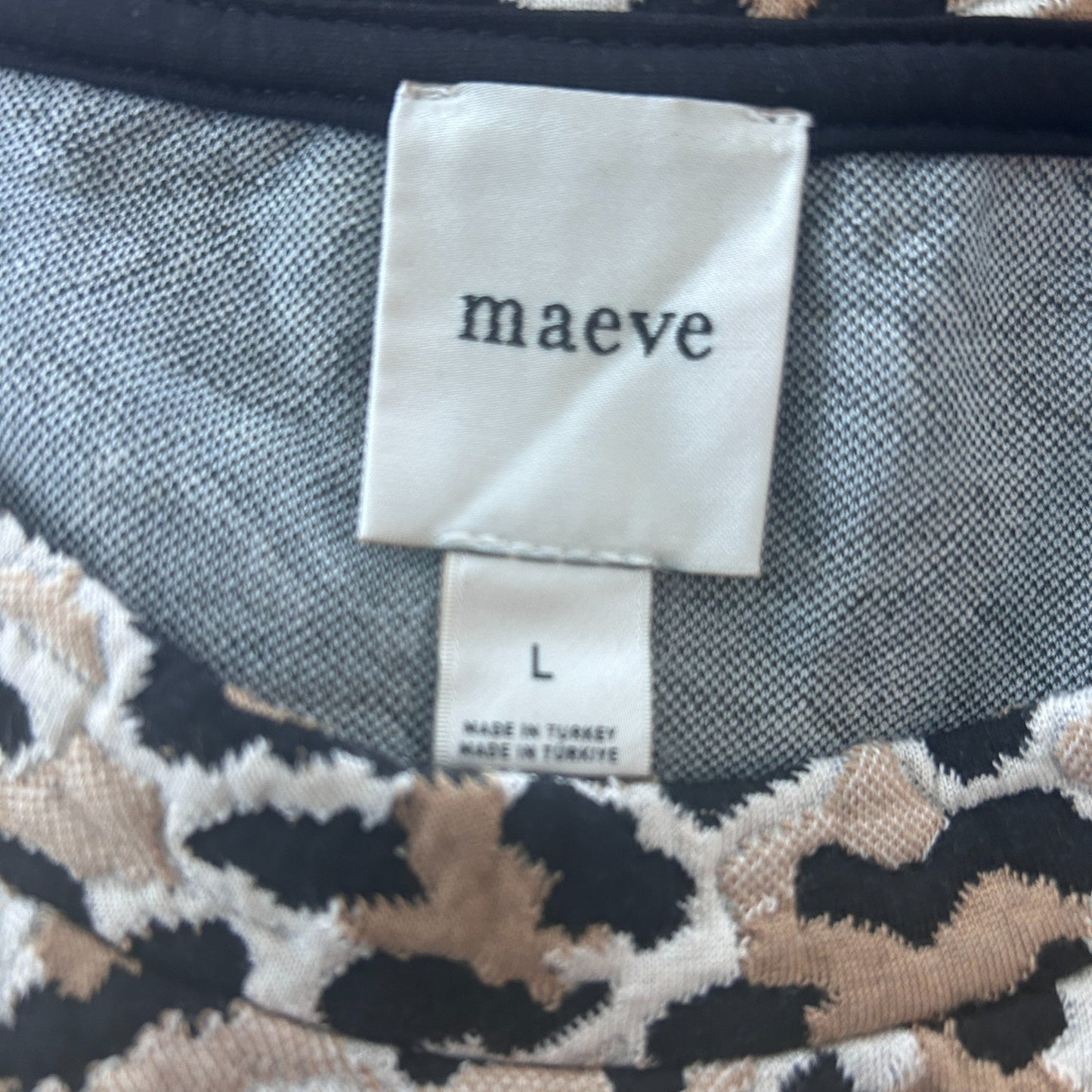 Maeve Anthropologie Cheetah Boxy Short Sleeve Knit Top Womens Size Large