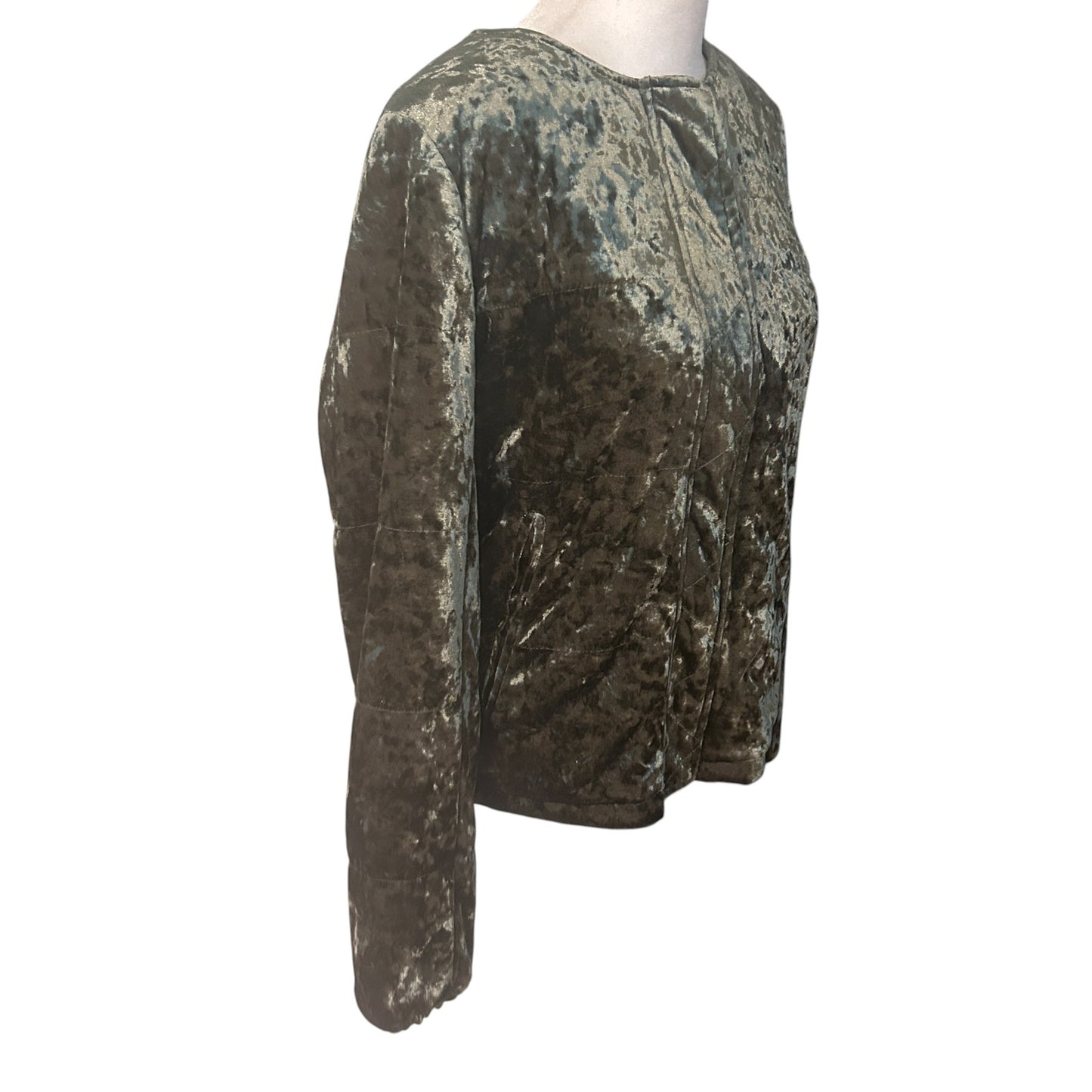 Anthropologie Sanctuary Dark Green Velvet Full Zip Coat Womens Size Medium