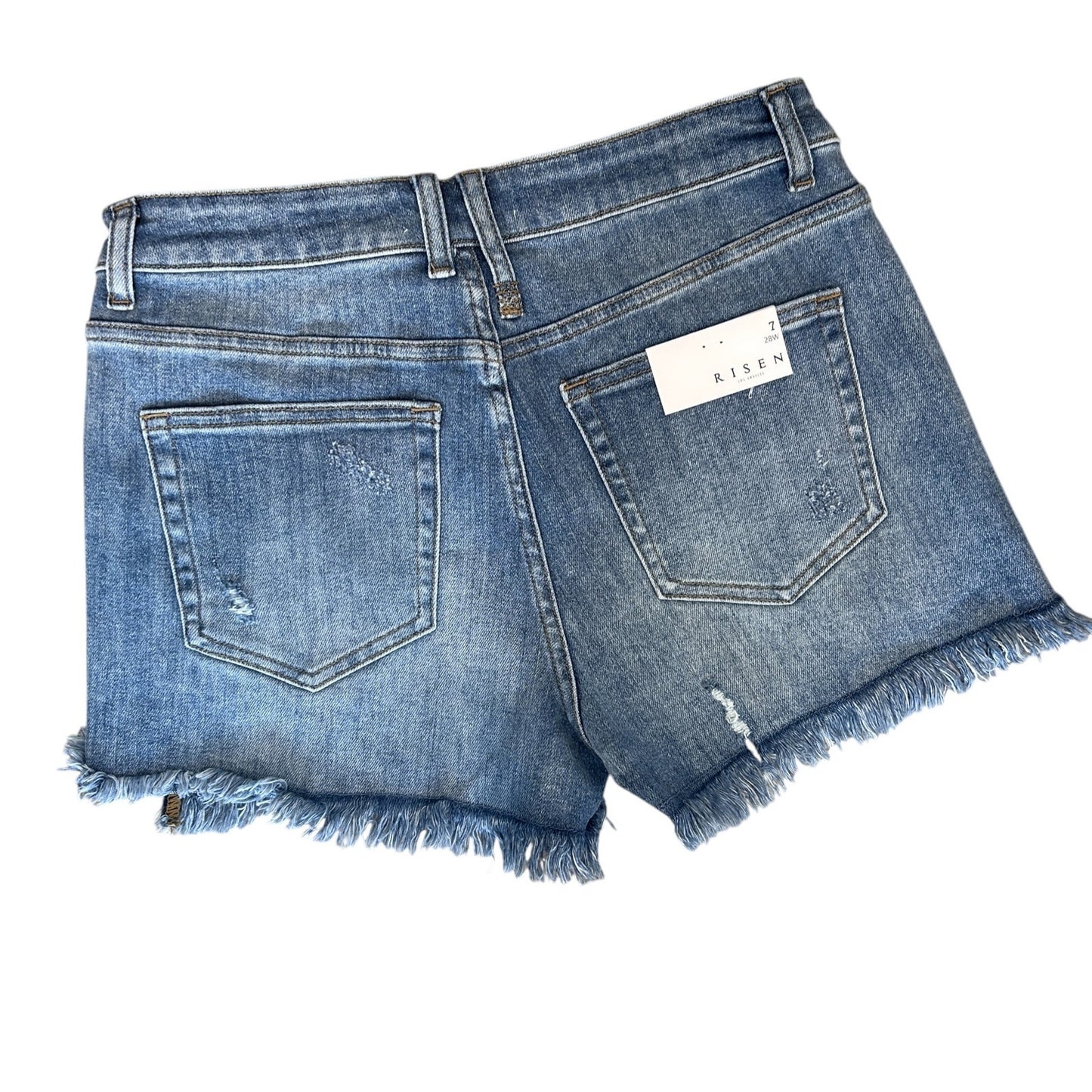Risen Los Angeles Medium Wash Cut-Off Denim Shorts Womens Size 7 / 28 NWT