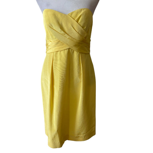 Anthropologie Shoshanna Yellow Strapless Mini Cocktail Sheath Dress Size 2