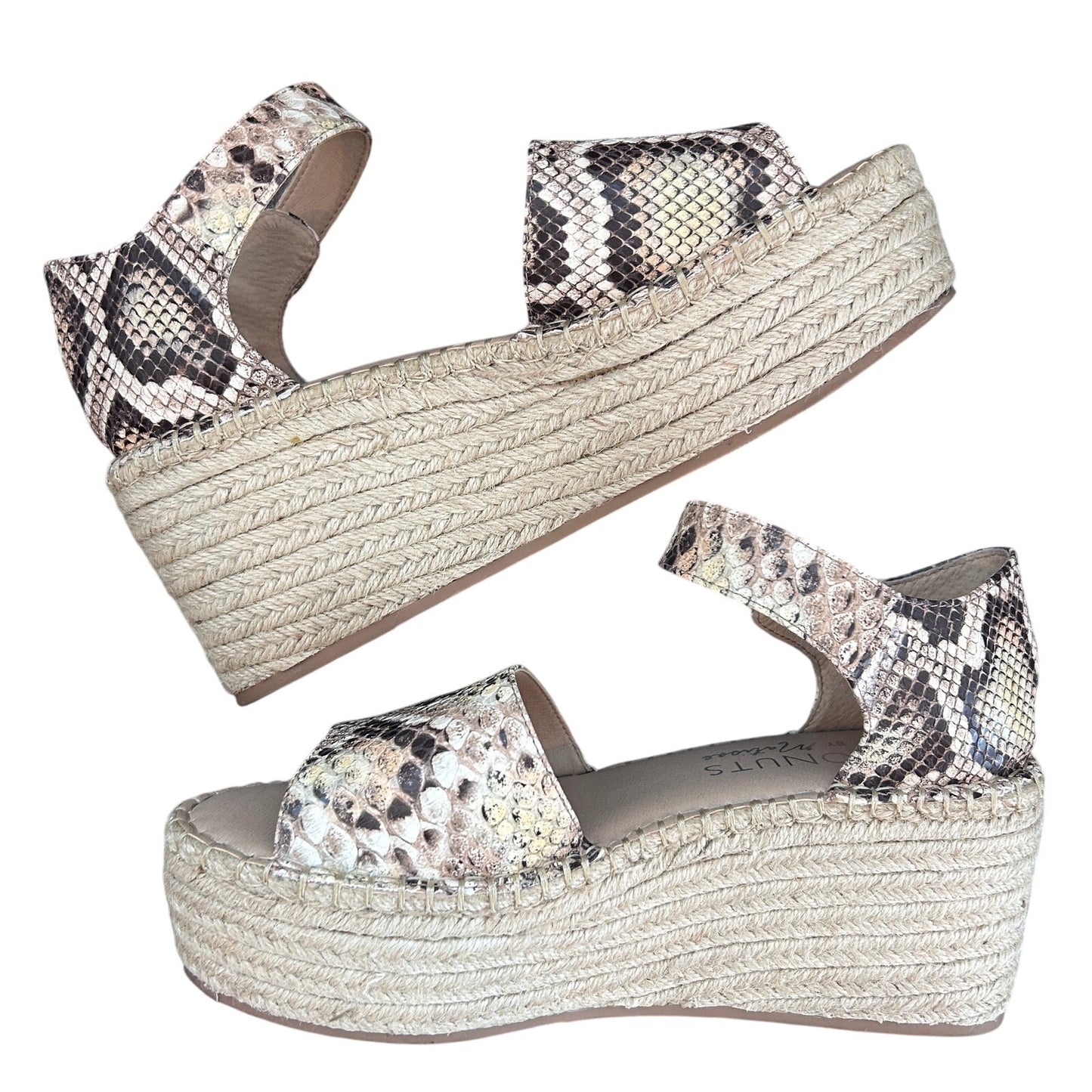Coconuts by Matisse Flirty Natural Snake Skin Platform Wedge Sandal Size 8.5