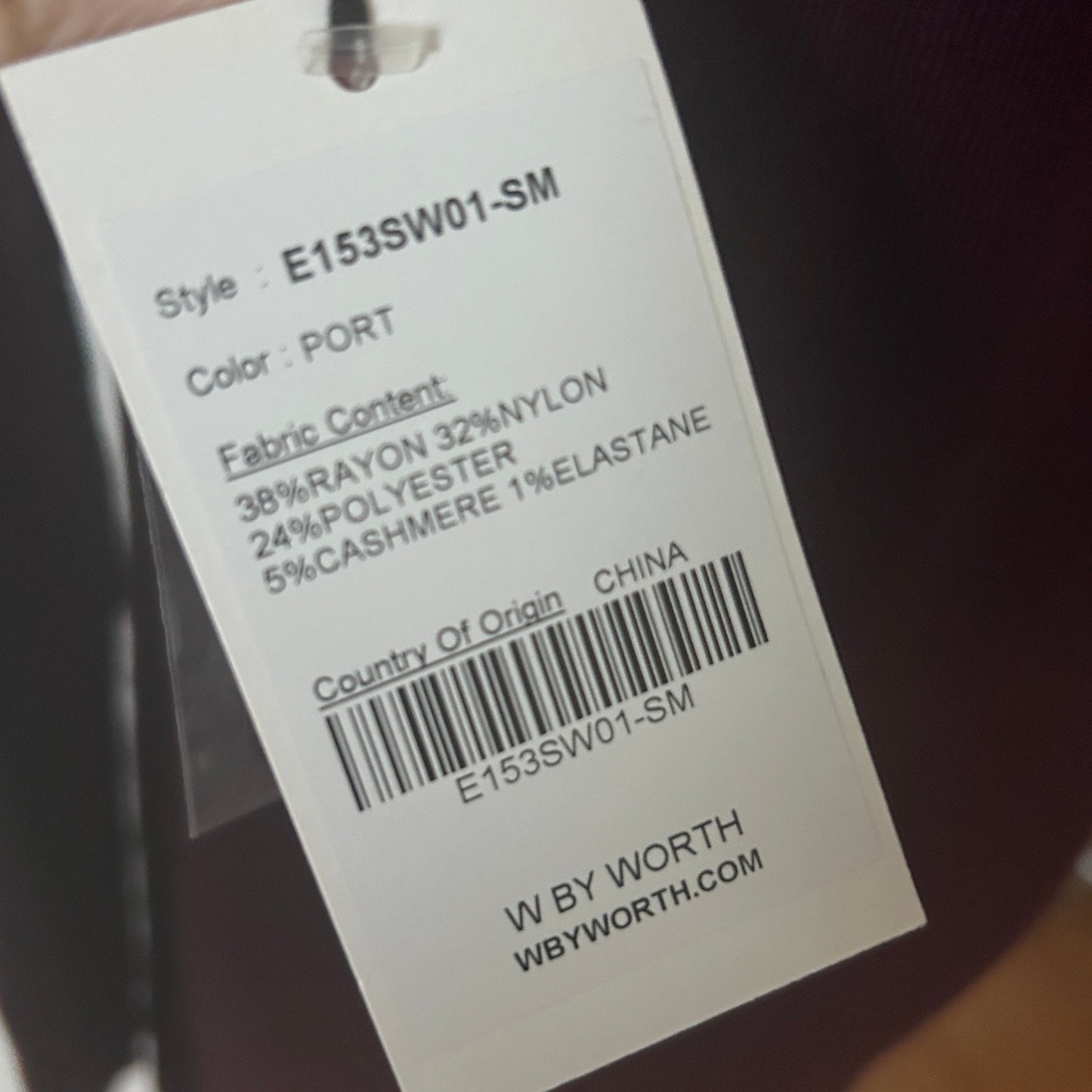 W by Worth NWT Burgundy Cashmere Blend Turtleneck Womens Size Small NEW