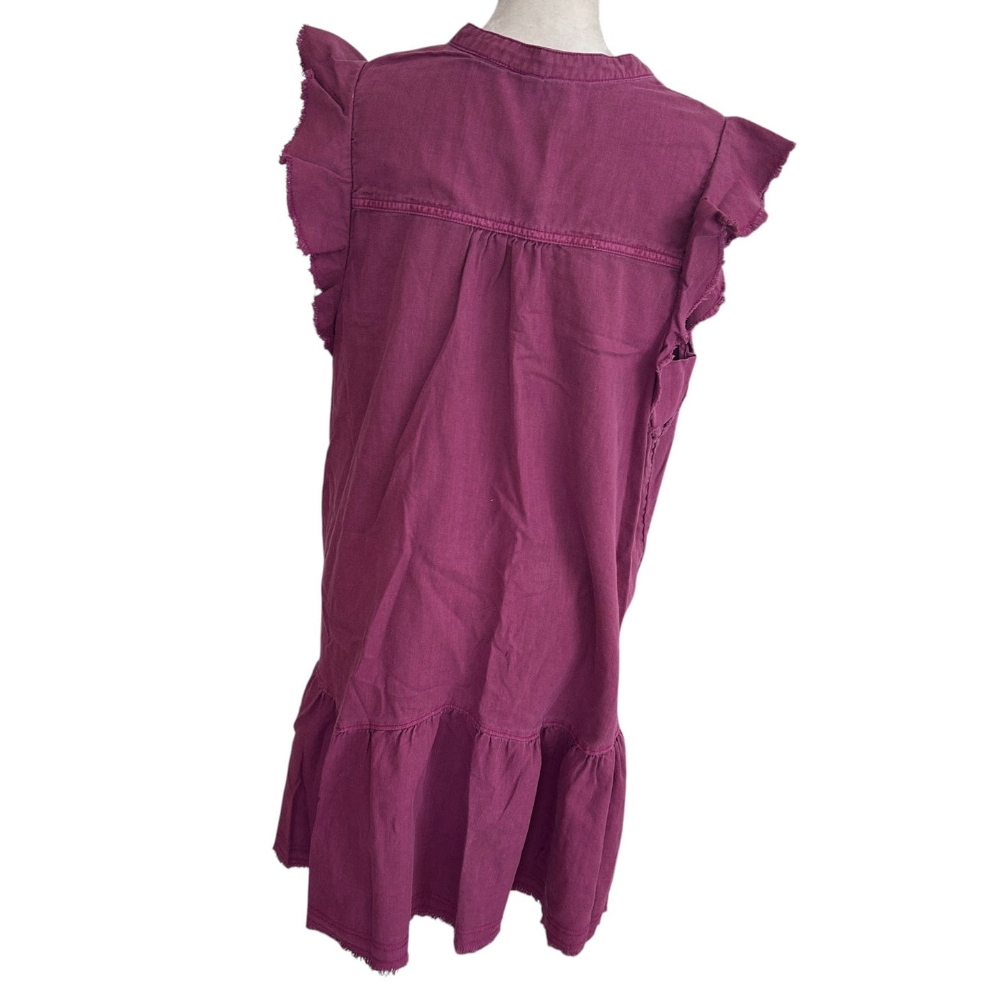 Anthropologie Pilcro Burgundy Flounced Tunic Dress Fringe Womens Size Medium