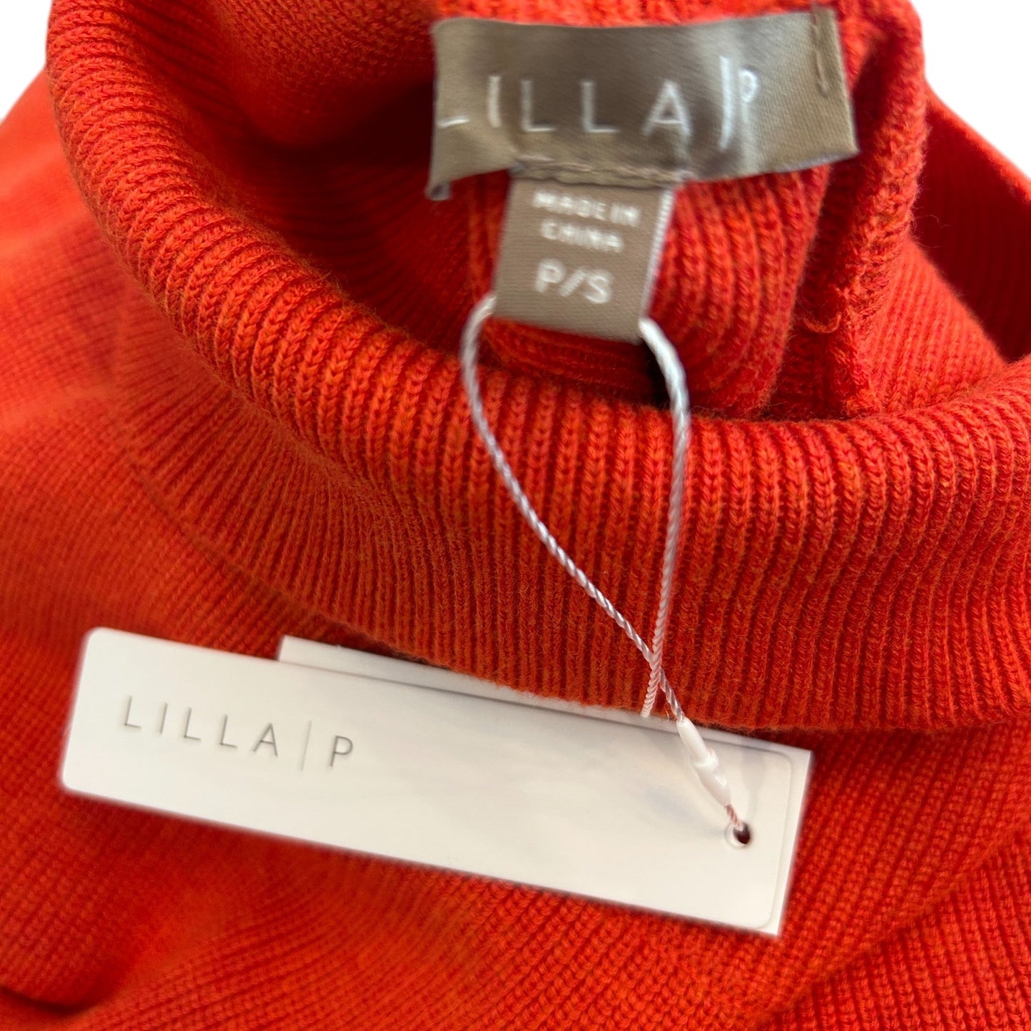 Lilla P NWT Orange Turtleneck Boxy Sleeveless Sweater Womens Size Small NEW