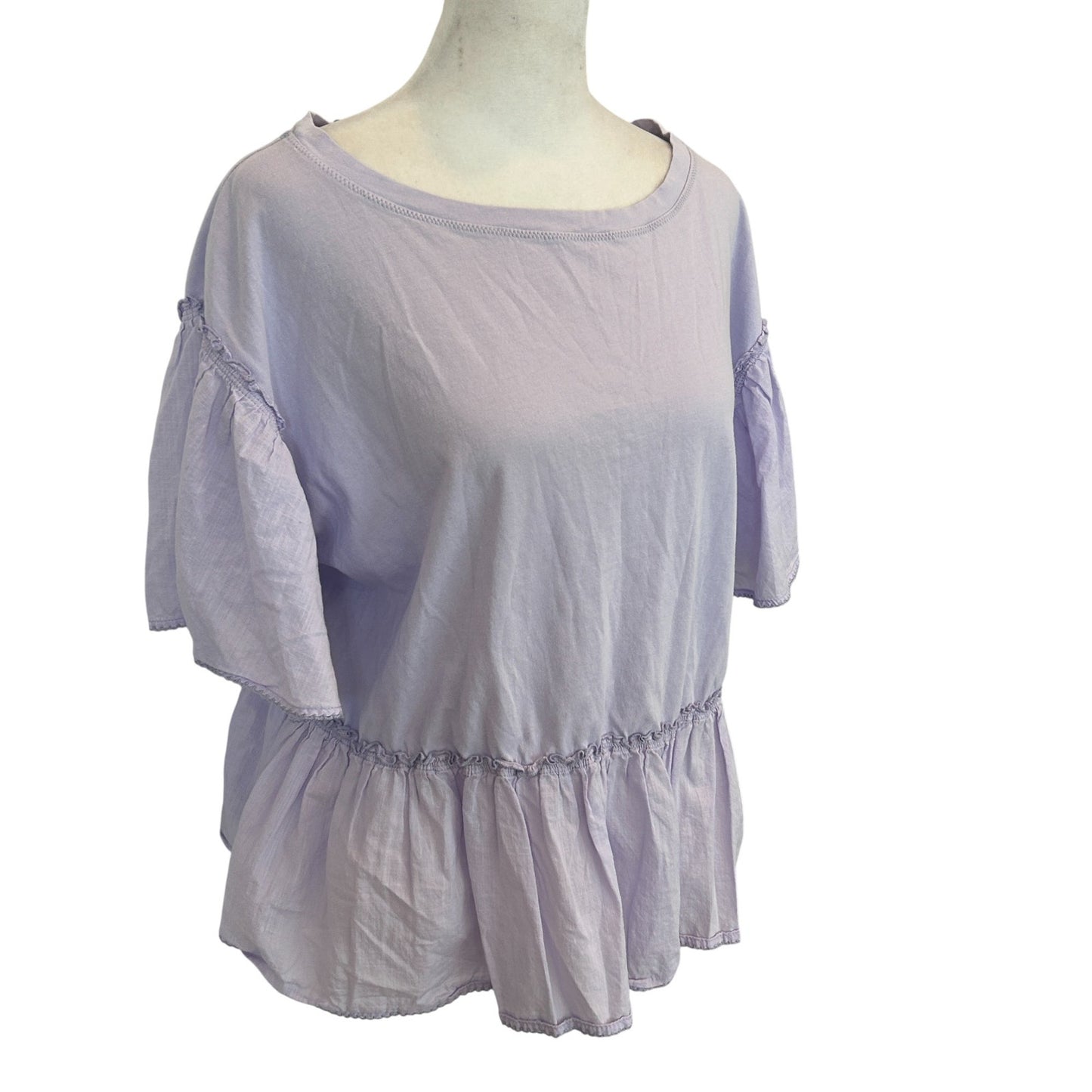Anthropologie Light Purple Babydoll Flutter Sleeve Top Womens Size Medium