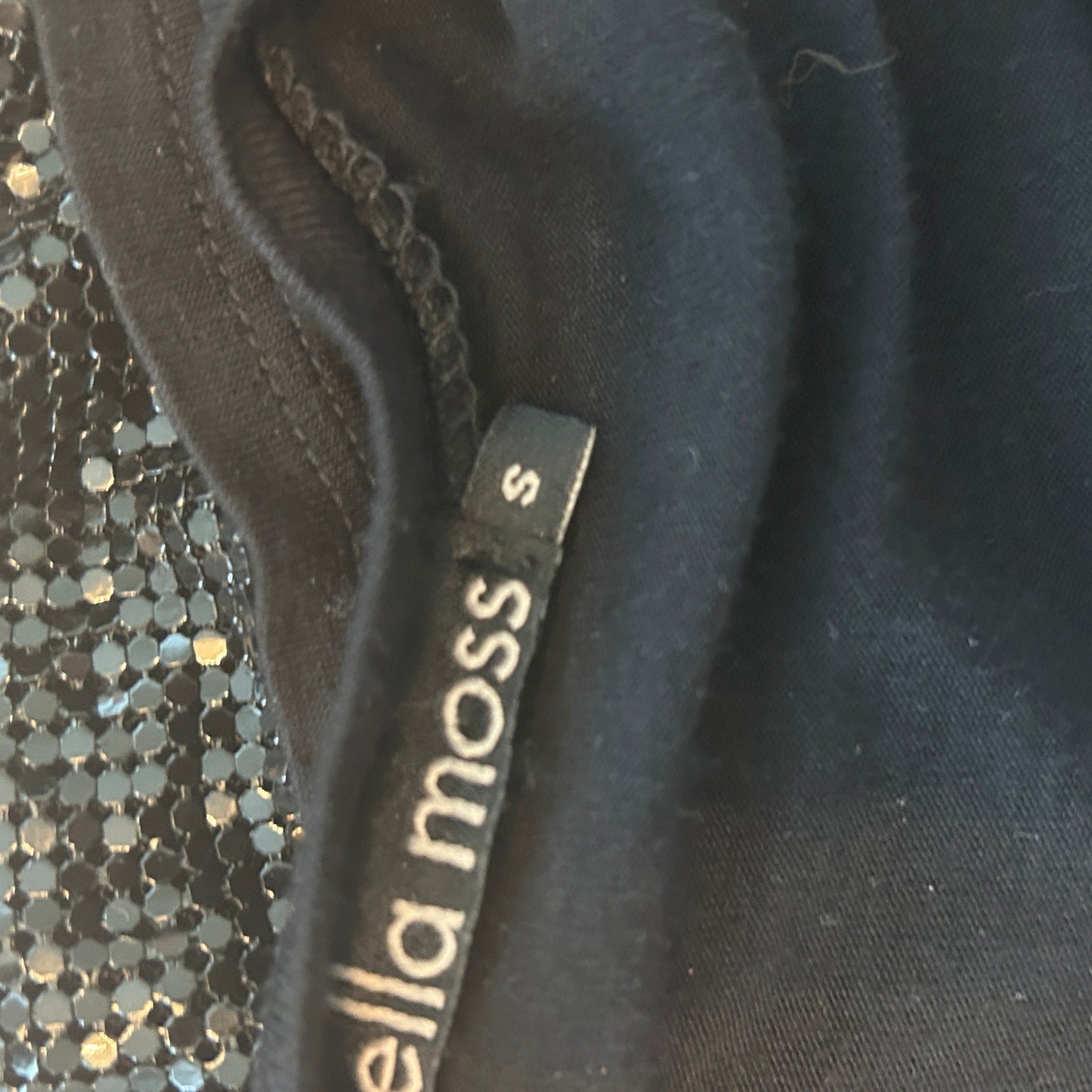 Ella Moss Black Knit Tunic Top With Sequin Accent Banded Hem Womens Size Small
