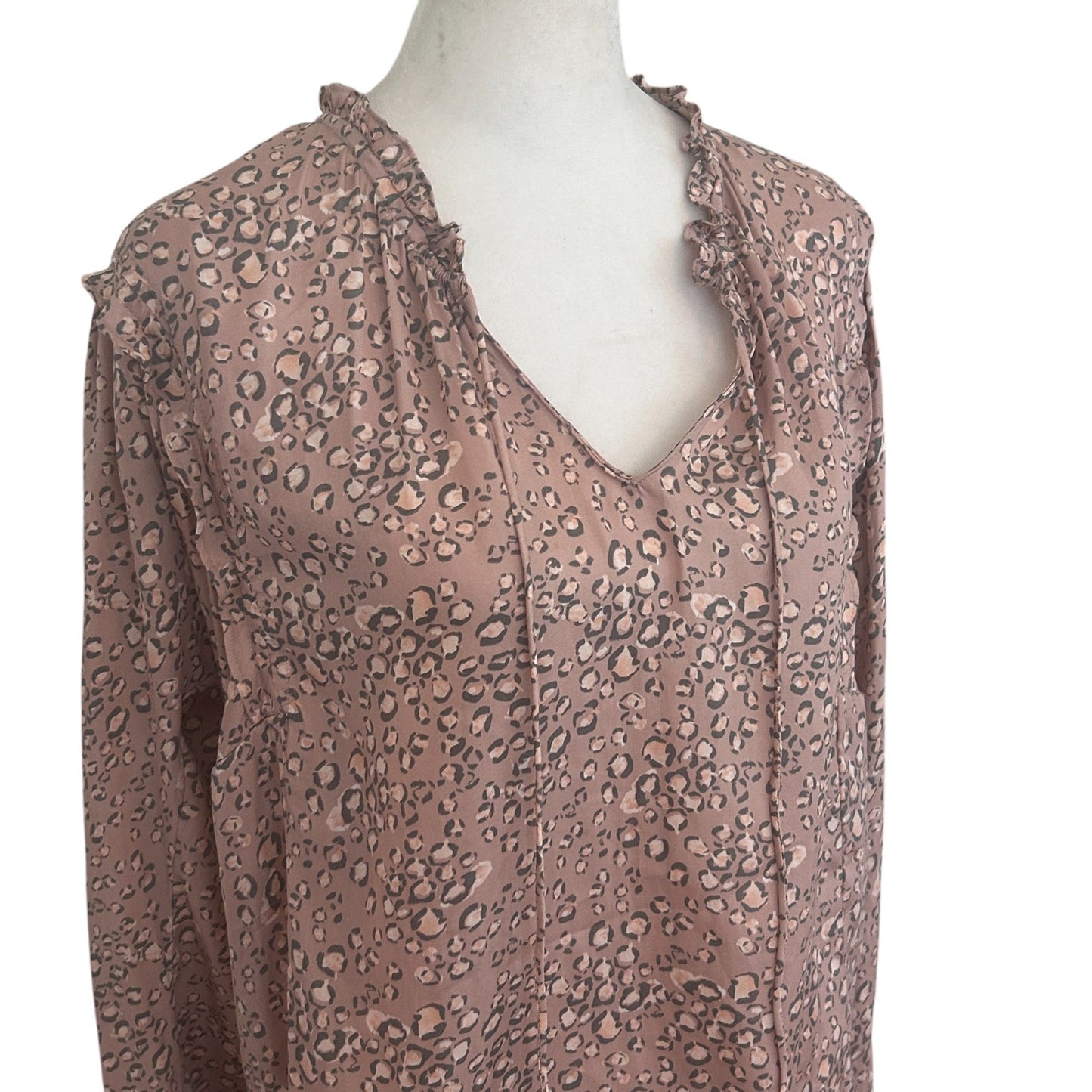 Anthropologie Dolan Pink Animal Print V-Neck Top Blouse Womens Size Large
