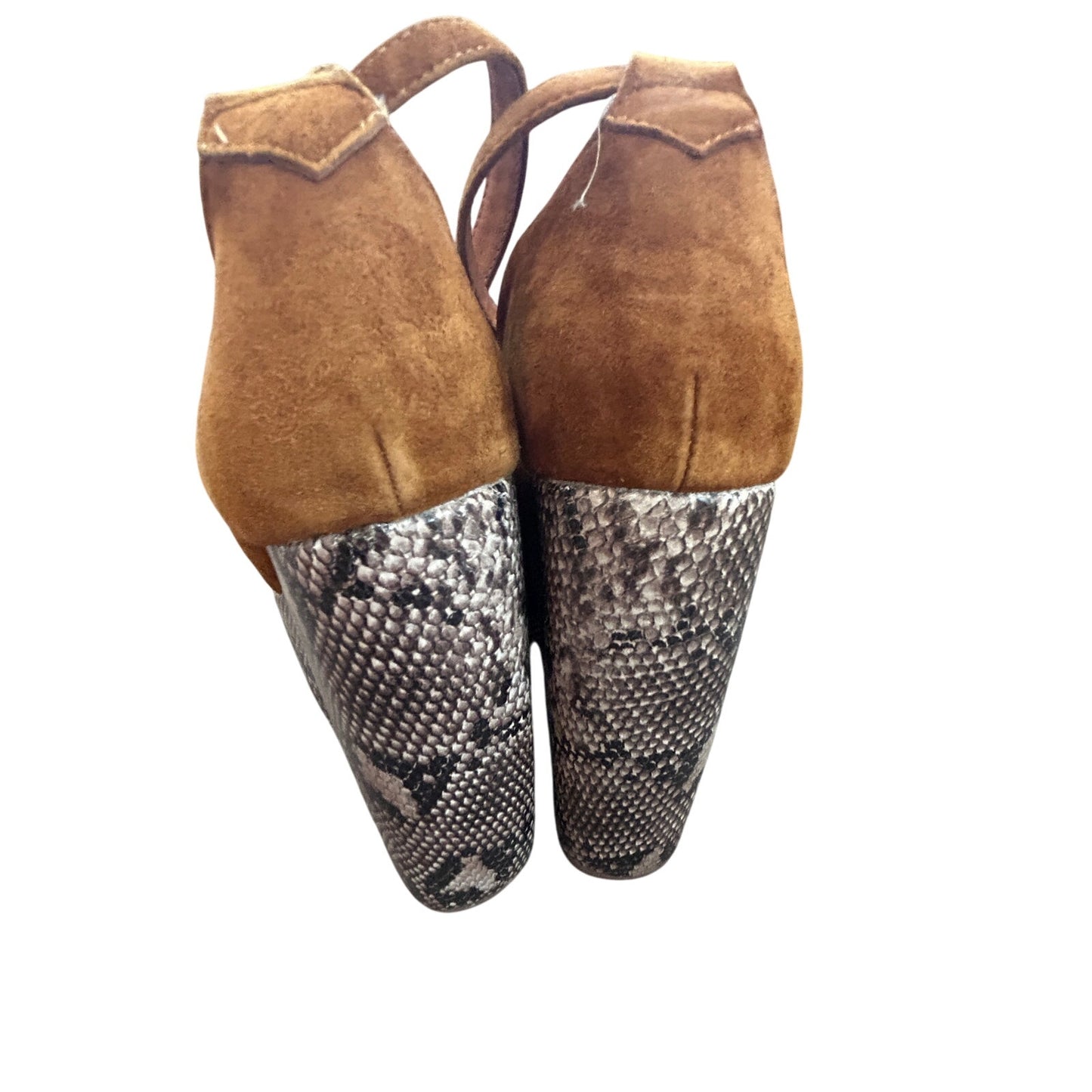 Jeffrey Campbell Studio Tan Open Toe Platform Heel Snakeskin Womens Size 8.5