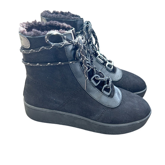 Rag & Bone Black Oslo Lace up Shearling Lined Suede Boots Womens Size 38 US 8