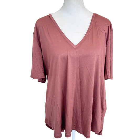 Anthropologie Chocolate Brown V-Neck Tunic Tee Shirt Top Womens Size Large